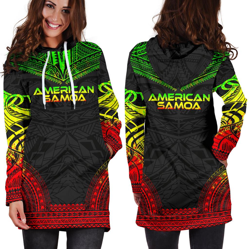 American Samoa Women's Hoodie Dress - Polynesian Reggae Chief - Polynesian Pride
