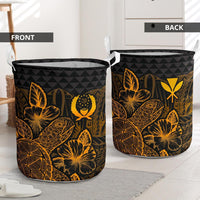 Pohnpei Laundry Basket - Polynesian Turtle Hibiscus Gold - Polynesian Pride