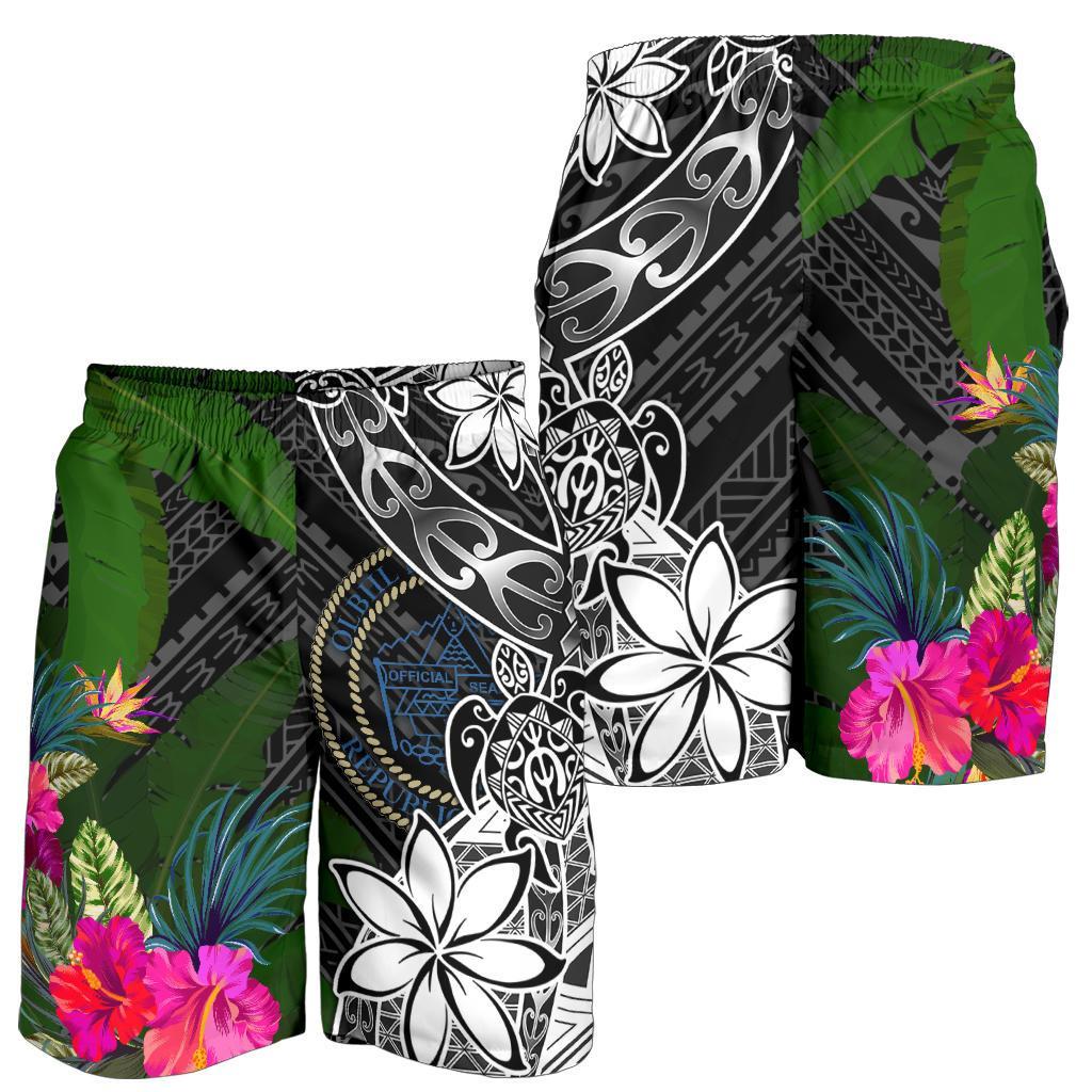 Palau Men Shorts - Turtle Plumeria Banana Leaf Crest - Polynesian Pride
