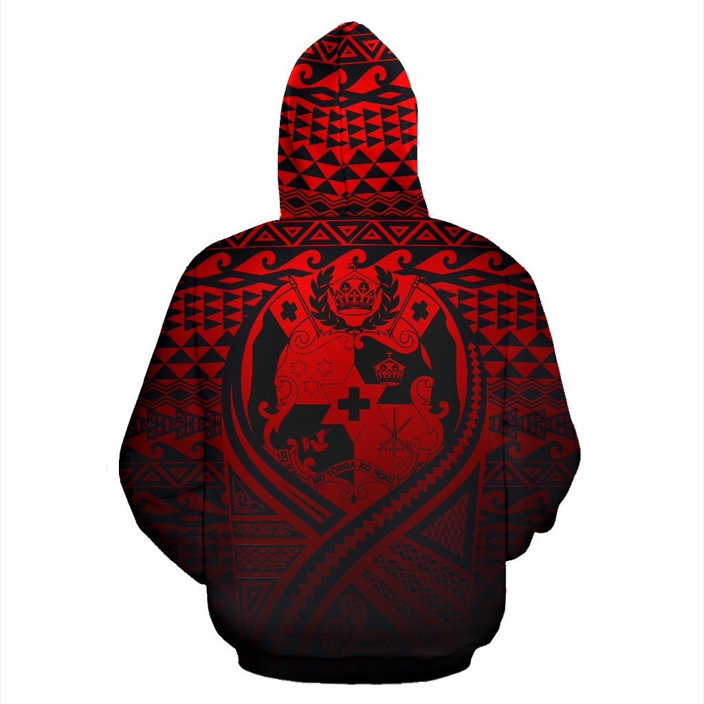 Tonga All Over Zip up Hoodie Lift up Red - Polynesian Pride
