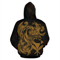 Polynesian Hawaii All Over Zip up Hoodie Kanaka Maoli Gold Turtle - Polynesian Pride