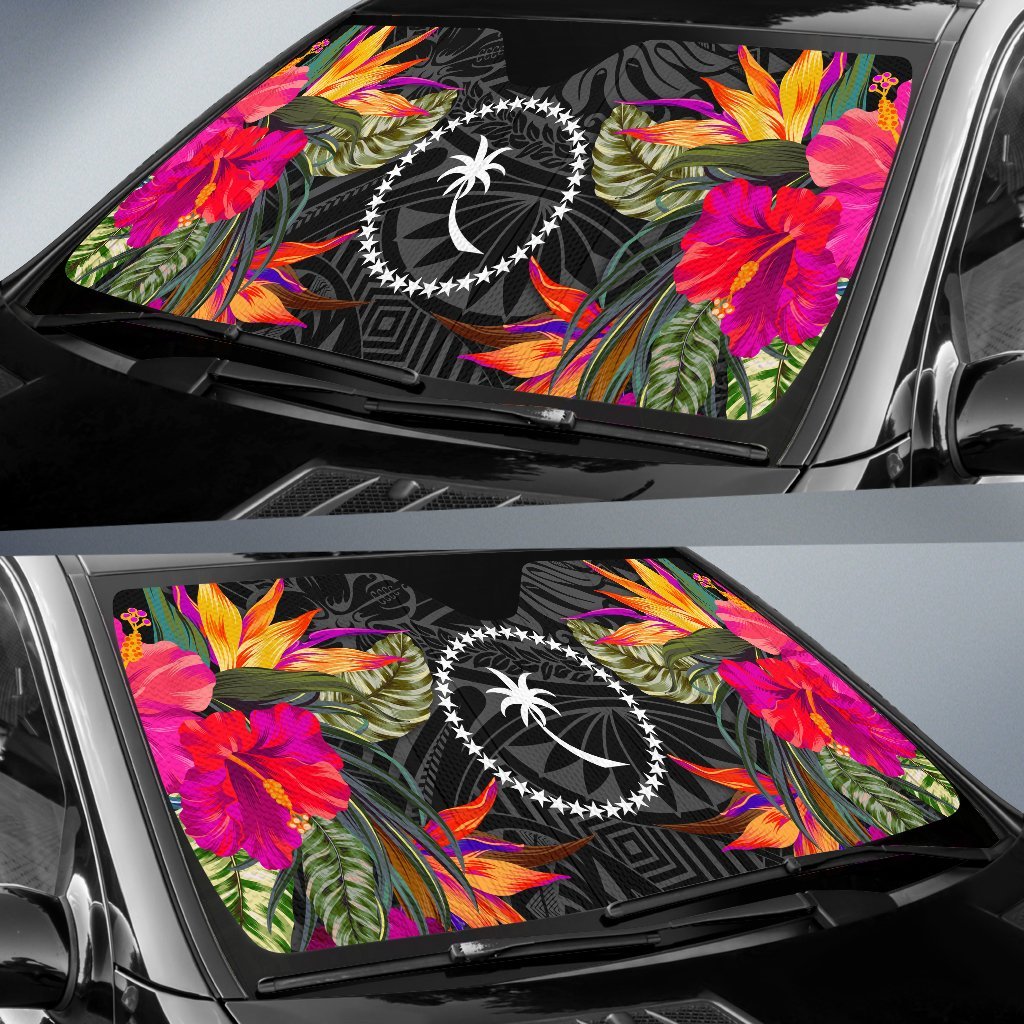 Chuuk Auto Sun Shades - Hibiscus Pattern - Polynesian Pride