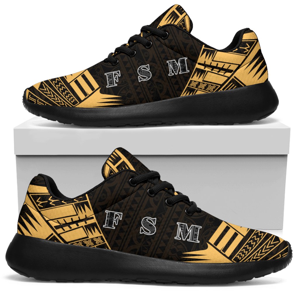 Federated States Of Micronesia Sport Sneakers - Polynesian Tattoo Gold - Polynesian Pride