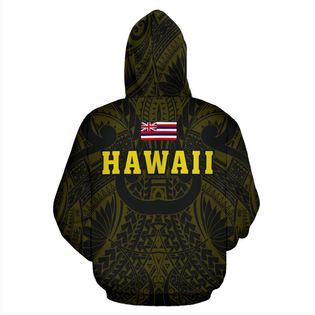 Polynesian Kamapuaa Flag of Hawaii Zip Hoodie Yellow Hawaiian Mythology Style - Polynesian Pride