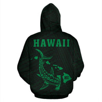 Hawaii Kakau Polynesian Green Hammerhead Shark Hoodie (Zip) - Polynesian Pride