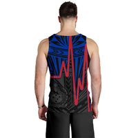 Samoa Personalised Men's Tank Top - Samoa Seal With Polynesian Patterns In Heartbeat Style (Blue) - Polynesian Pride