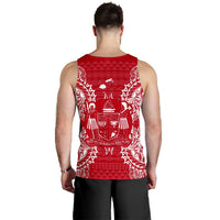Fiji Polynesian Men Tank Top Map Red White - Polynesian Pride
