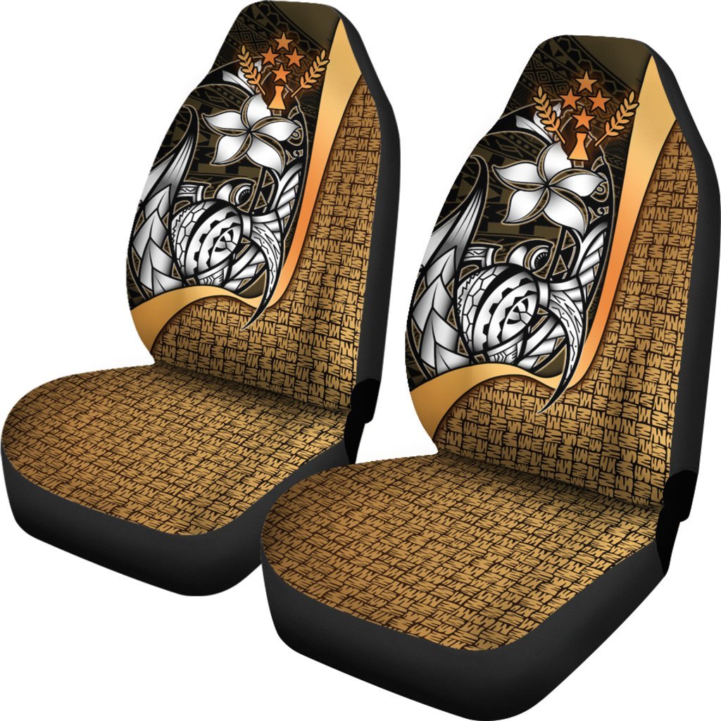 Kosrae Micronesian Car Seat Covers Gold - Turtle With Hook - Polynesian Pride