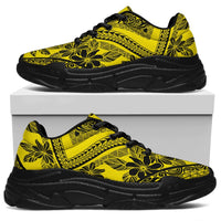 Polynesian Plumeria Mix Yellow Black Chunky Sneakers - Polynesian Pride