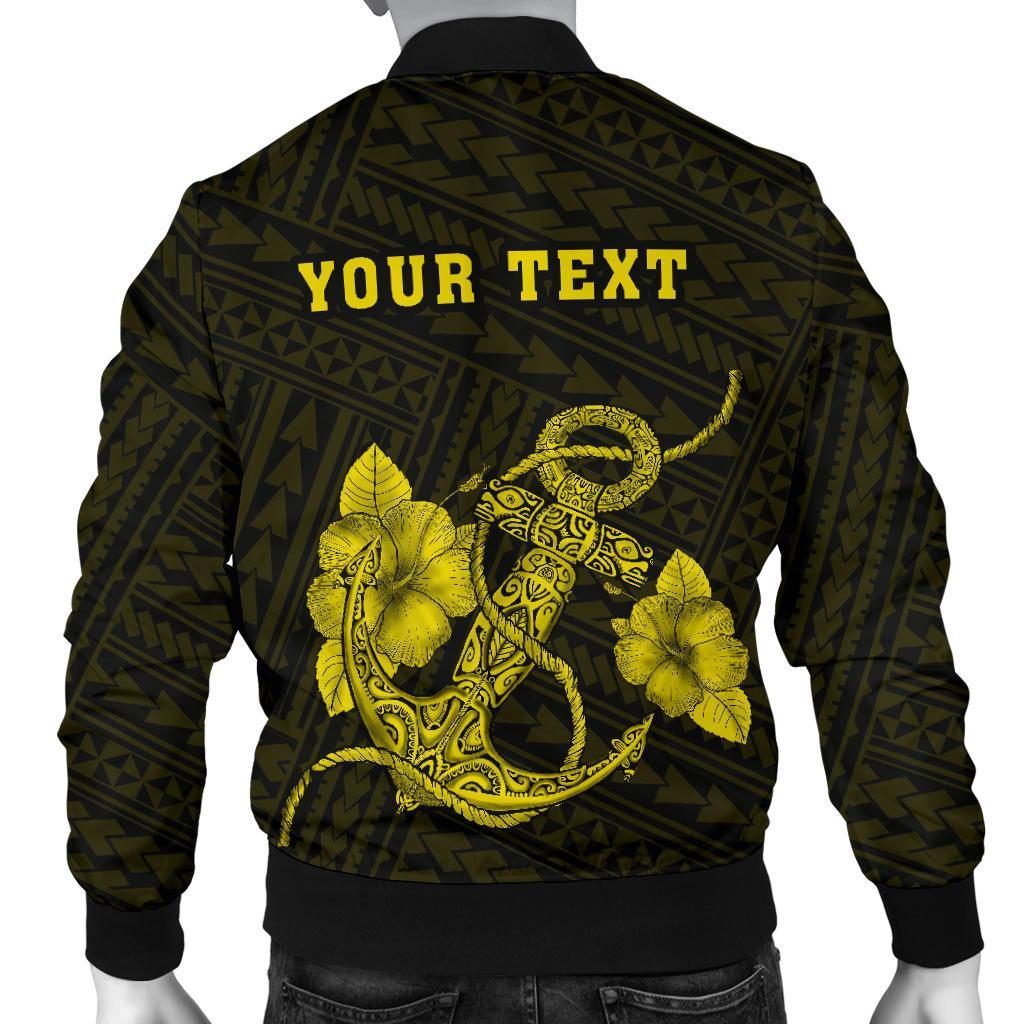 Hawaii Kakau Polynesian Anchor Personalized Men's Bomber Jacket - Yellow - Polynesian Pride