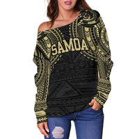 American Samoa Women's Off Shoulder Sweater - Tattoo Version - Polynesian Pride