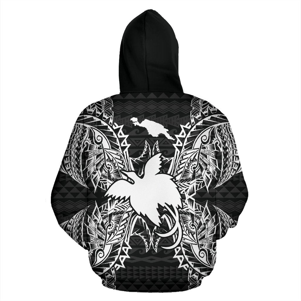 Papua New Guinea Polynesian All Over Zip up Hoodie Map Black - Polynesian Pride