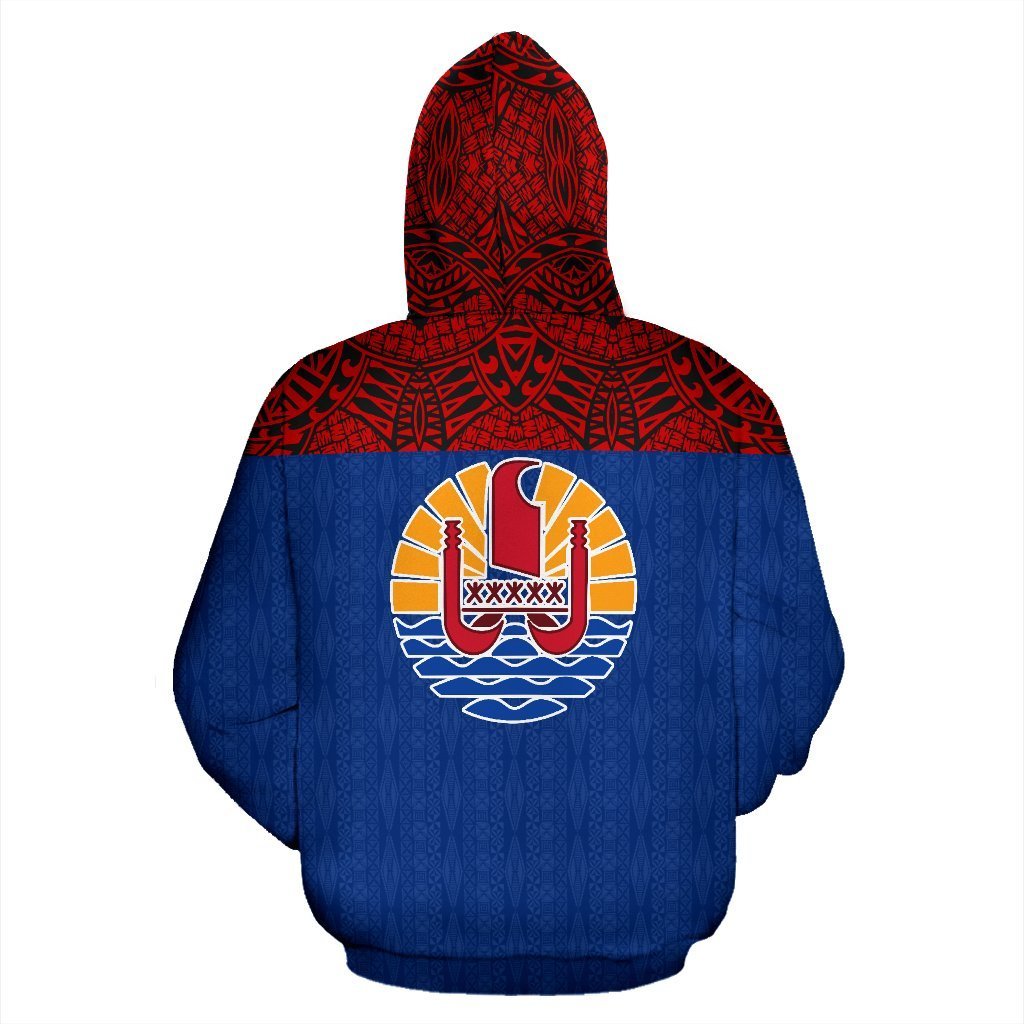 French Polynesia All Over Zip up Hoodie Polynesian Hoodie Style - Polynesian Pride