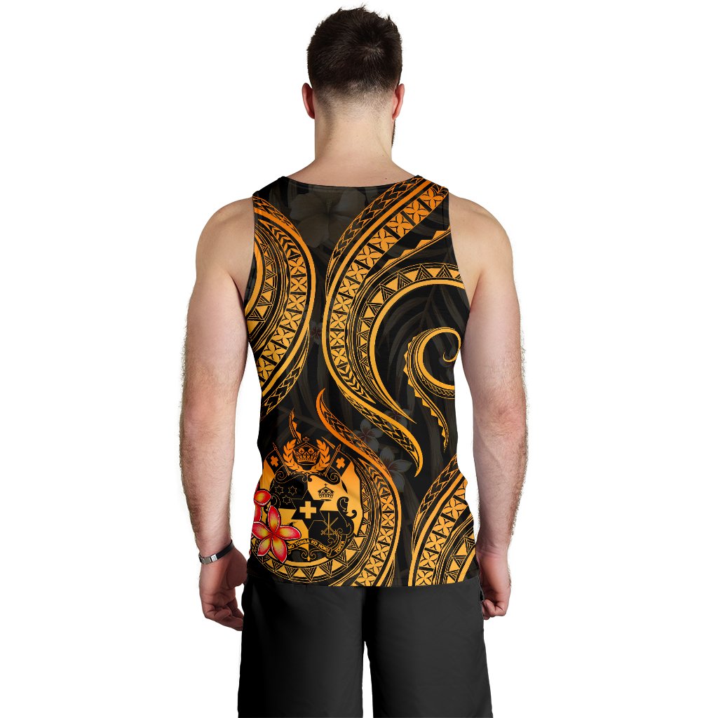 Tonga Polynesian Men Tank Top - Gold Plumeria - Polynesian Pride