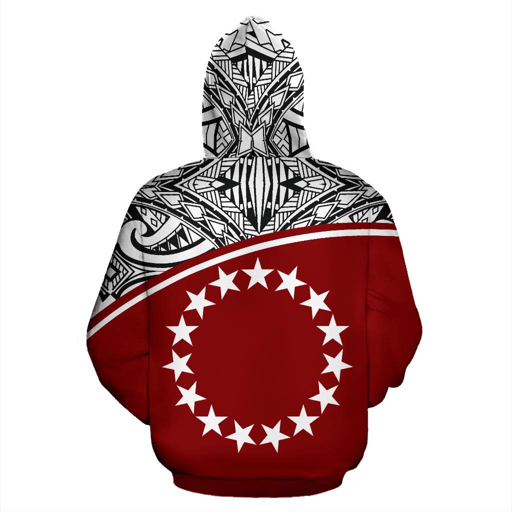 Cook Islands Polynesian Zip up Hoodie Curve Red - Polynesian Pride
