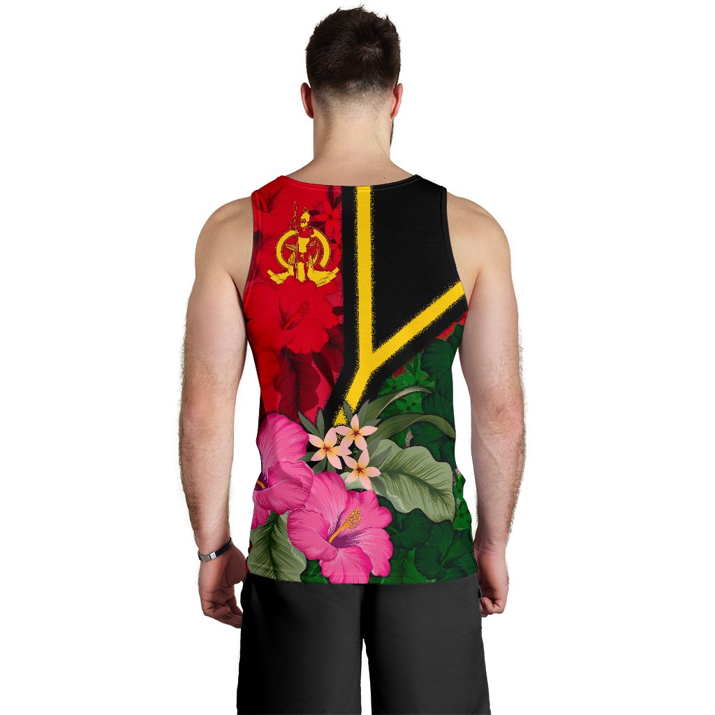 Vanuatu Men's Tank Top - Vanuatu Flag with Hibiscus - Polynesian Pride