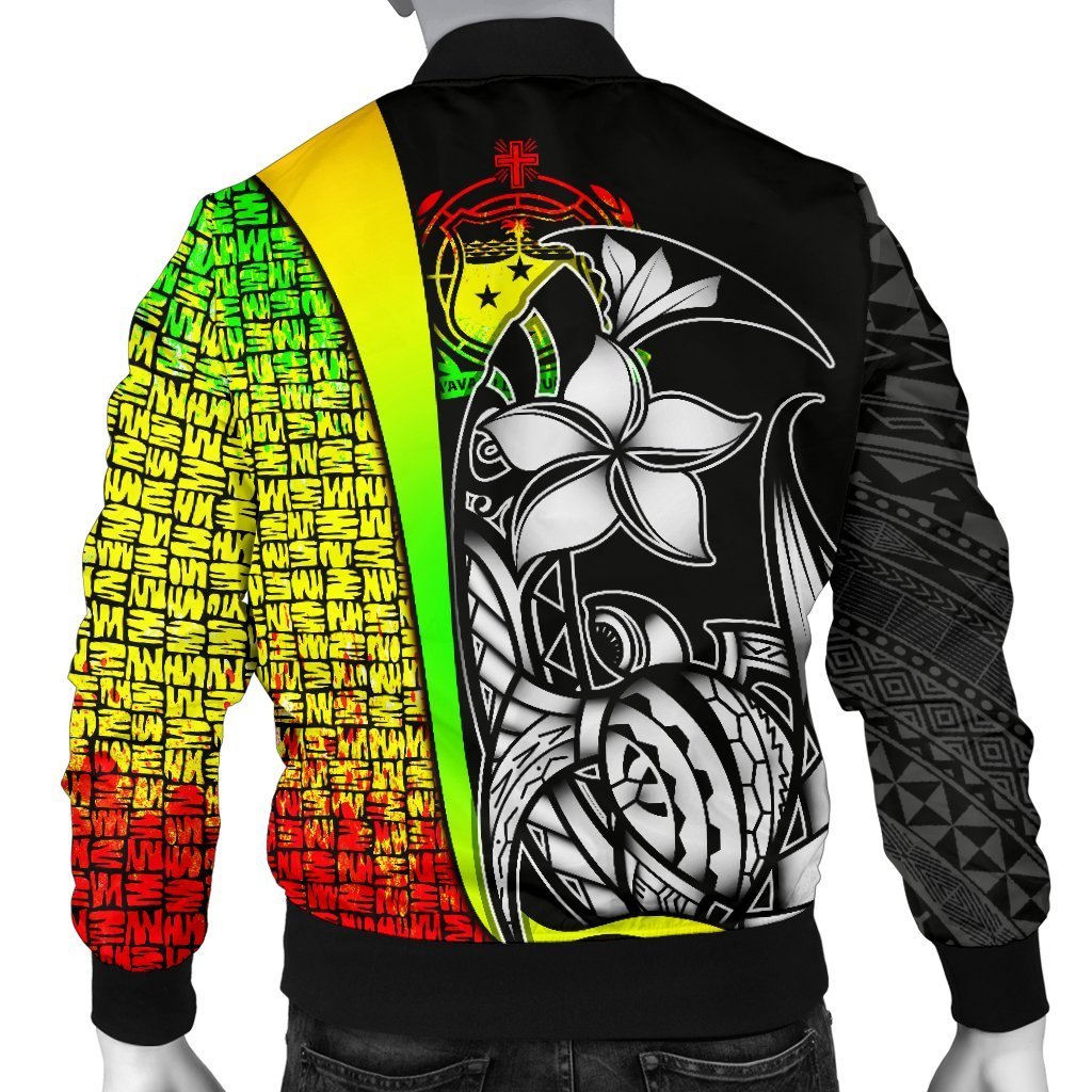 Samoa Polynesian Men's Bomber Jackets Reggae - Turtle With Hook - Polynesian Pride