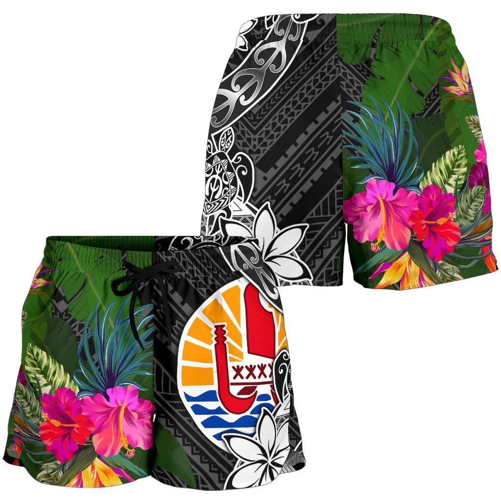 Tahiti Women Shorts - Turtle Plumeria Banana Leaf - Polynesian Pride