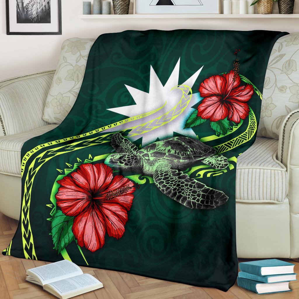 Nauru Polynesian Premium Blanket - Green Turtle Hibiscus - Polynesian Pride