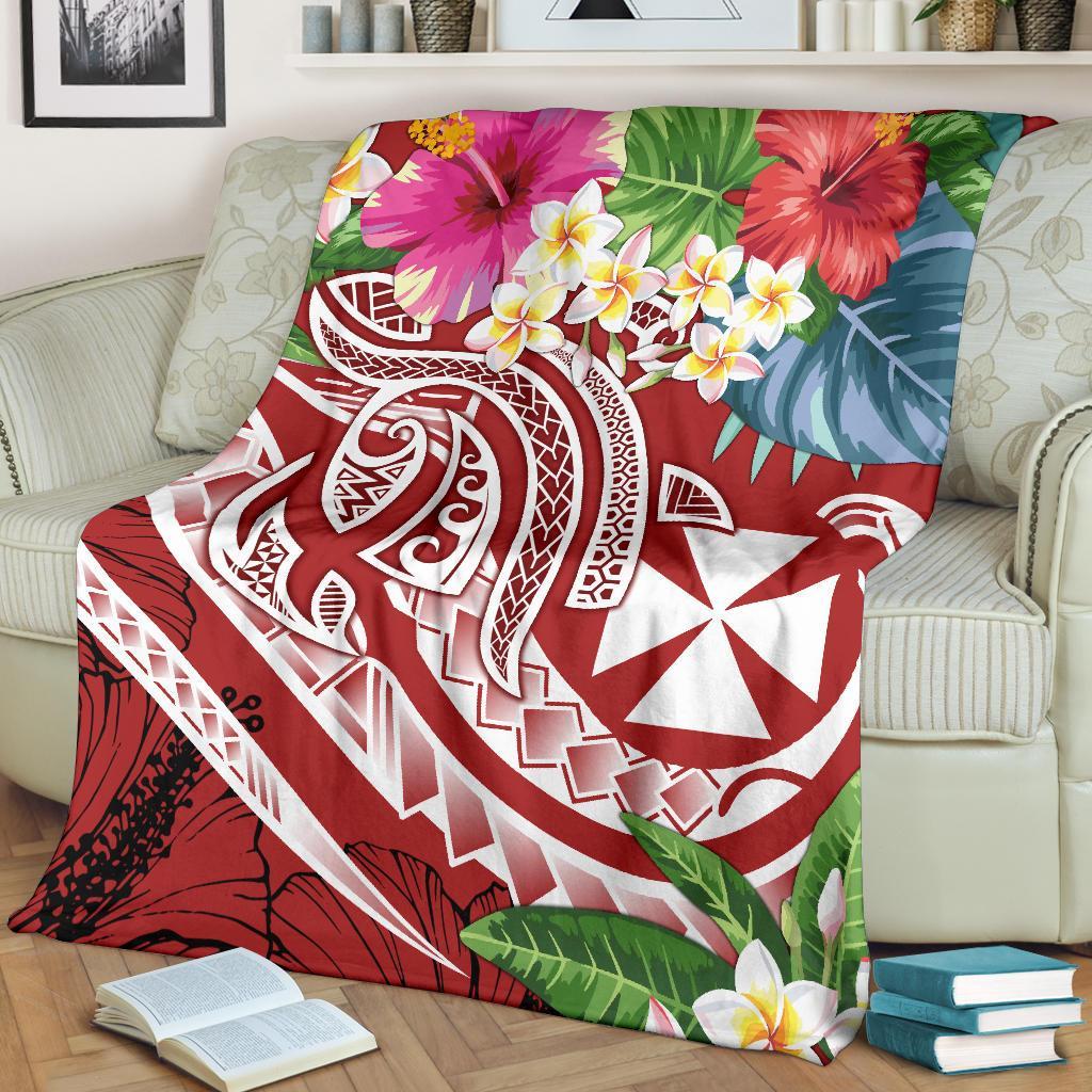 Wallis and Futuna Polynesian Premium Blanket - Summer Plumeria (Red) - Polynesian Pride