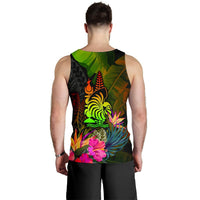 New Caledonia Polynesian Personalised Men's Tank Top - Hibiscus and Banana Leaves - Polynesian Pride