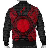 Northern Mariana Islands Polynesian Men's Bomber Jacket Map Red - Polynesian Pride