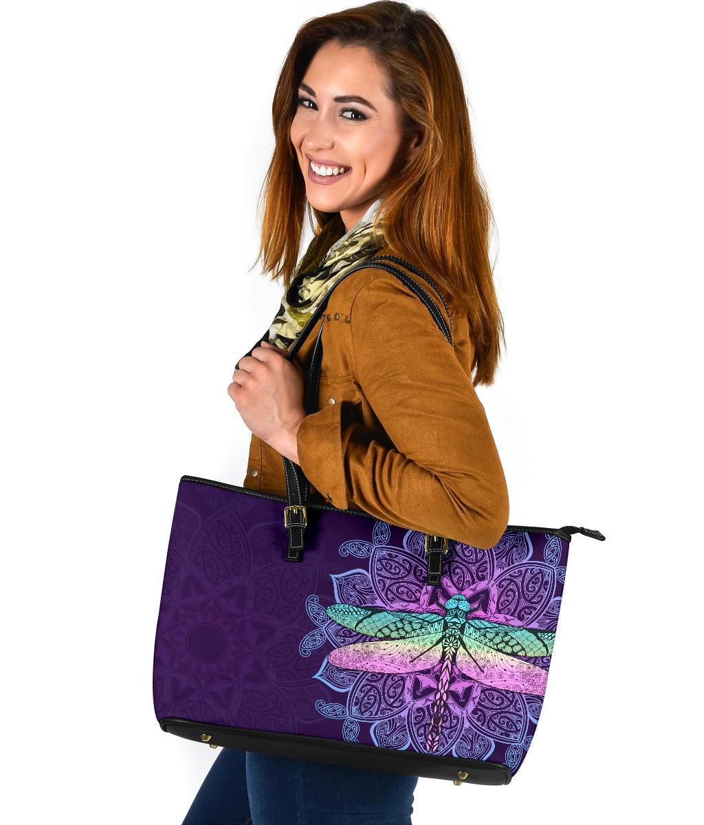 Maori Mandala Dragonfly Leather Tote Bag - Polynesian Pride