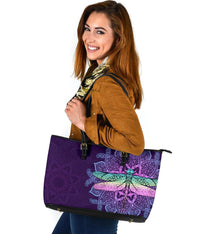Maori Mandala Dragonfly Leather Tote Bag - Polynesian Pride