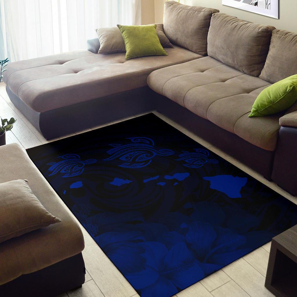 Hawaii Turtle Hibiscus Map Polynesian Area Rug AH - Polynesian Pride