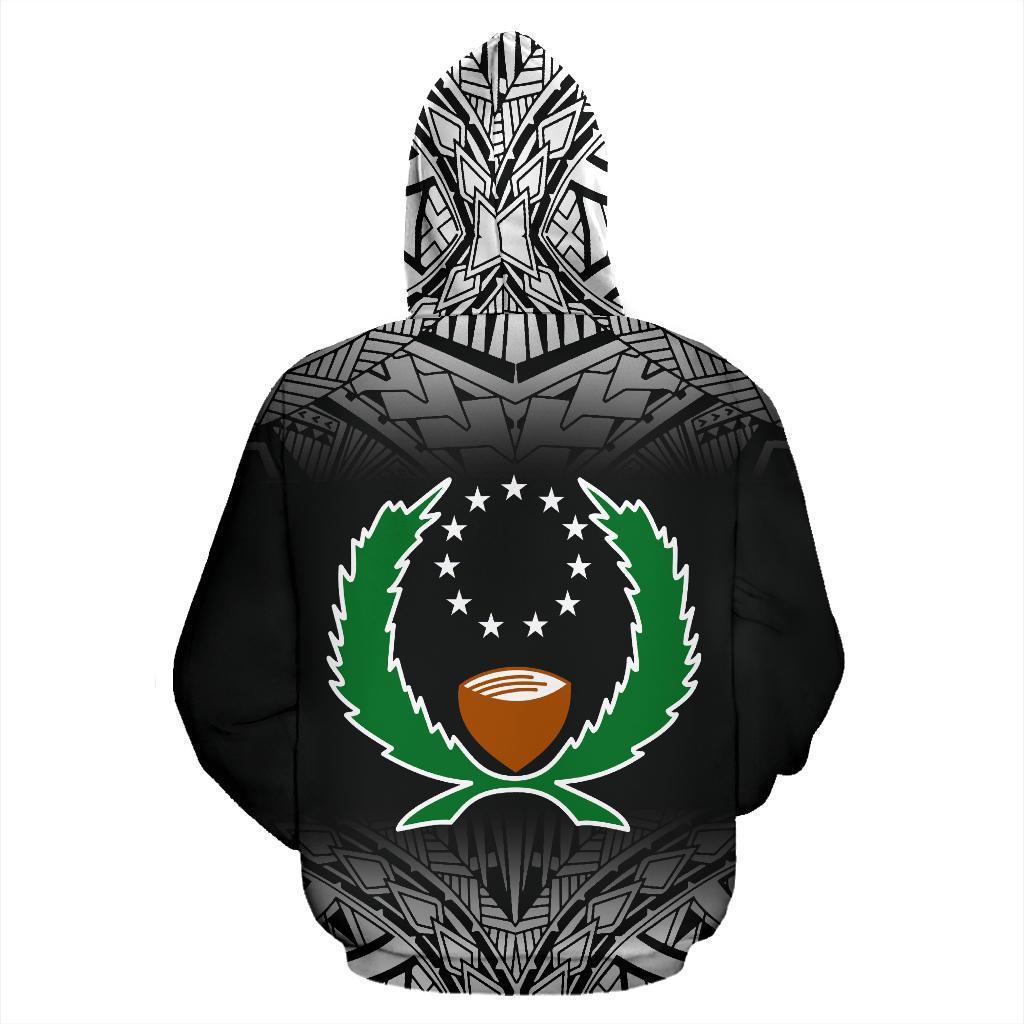 Pohnpei All Over Zip up Hoodie Black Fog Style - Polynesian Pride