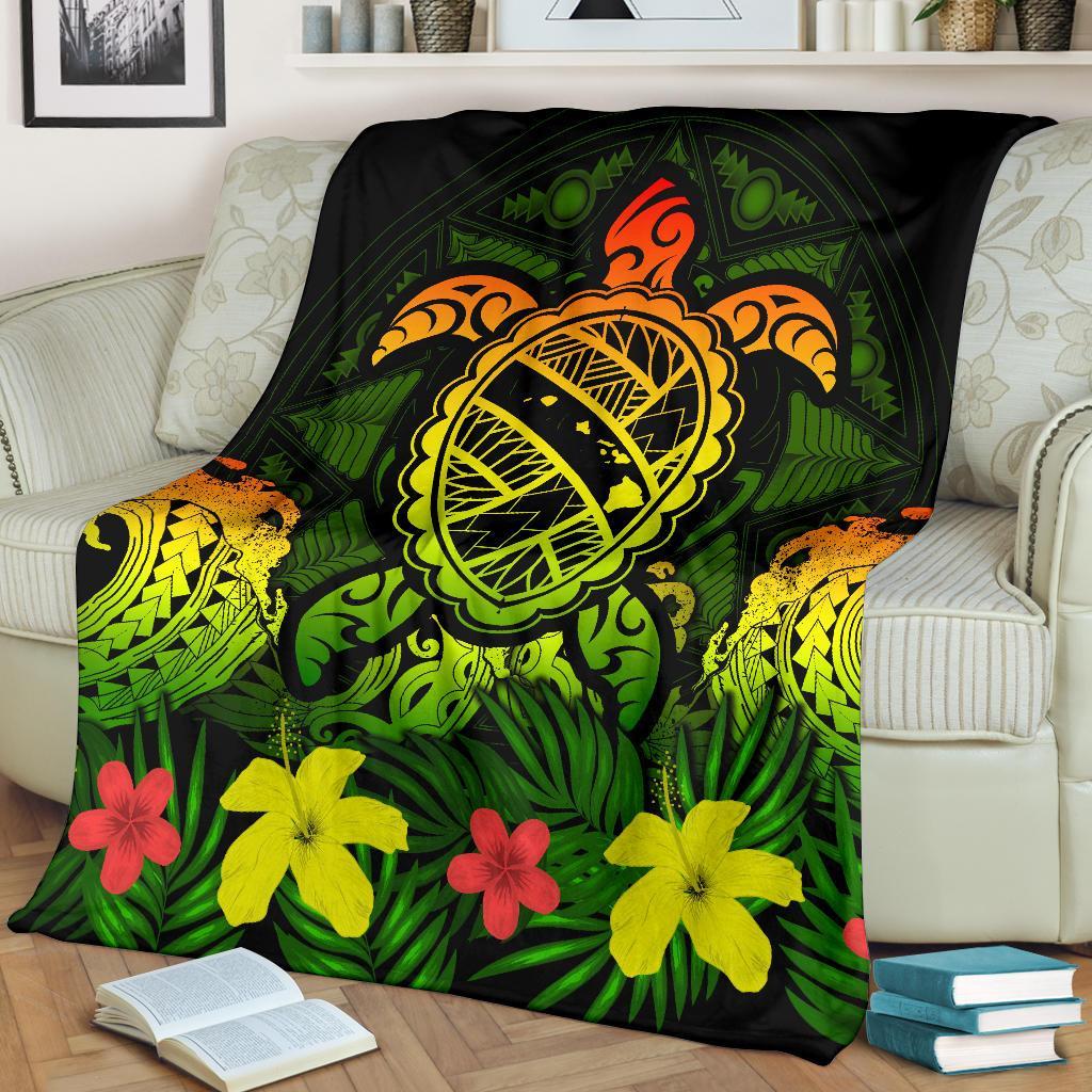 Hawaii Turtle Polynesian Reggae Premium Blanket - Kuly Style - Polynesian Pride