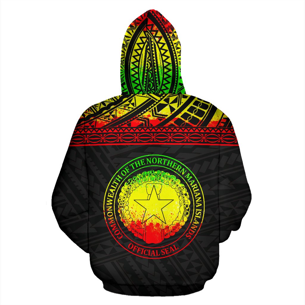 Northern Mariana Islands Polynesian All Over Custom Hoodie Reggae Horizontal Style - Polynesian Pride