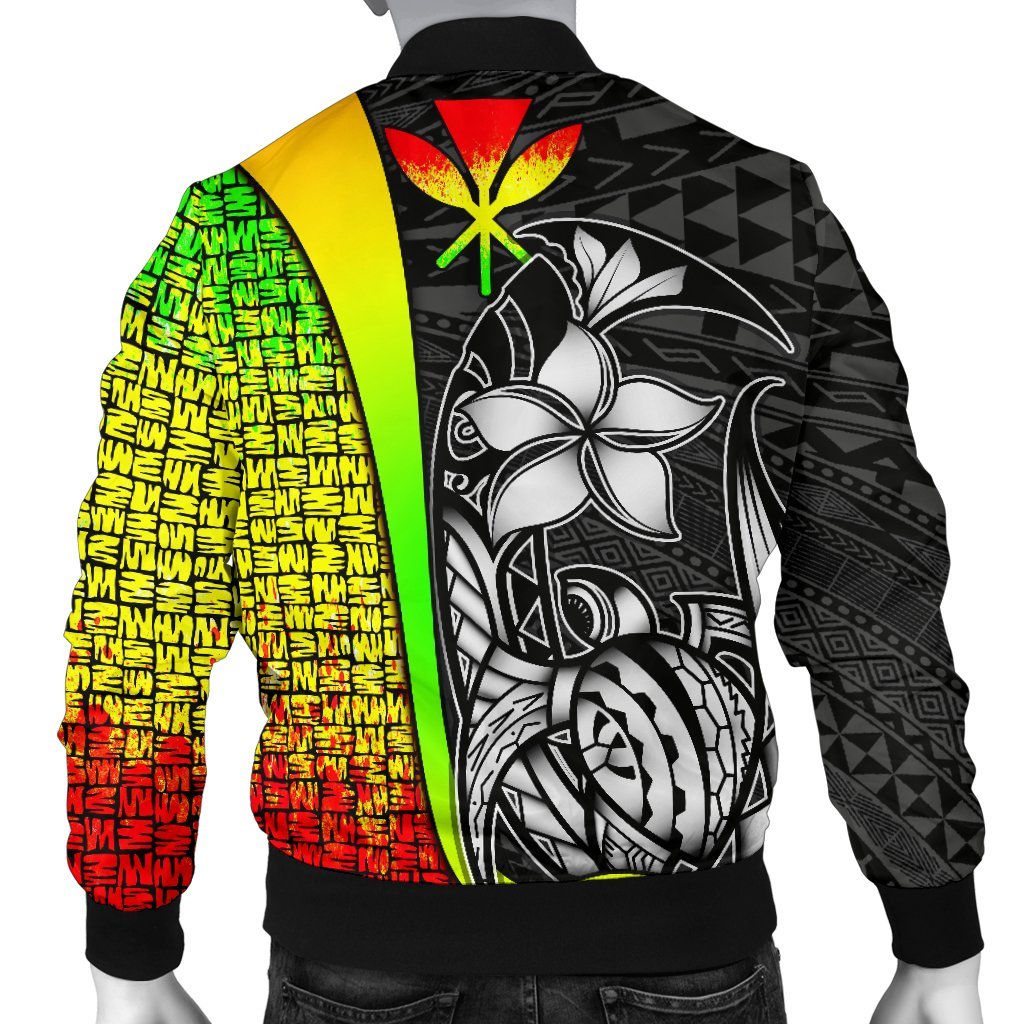 Polynesian Hawaii Men Bomber Jacket Reggae - Turtle with Hook - Polynesian Pride