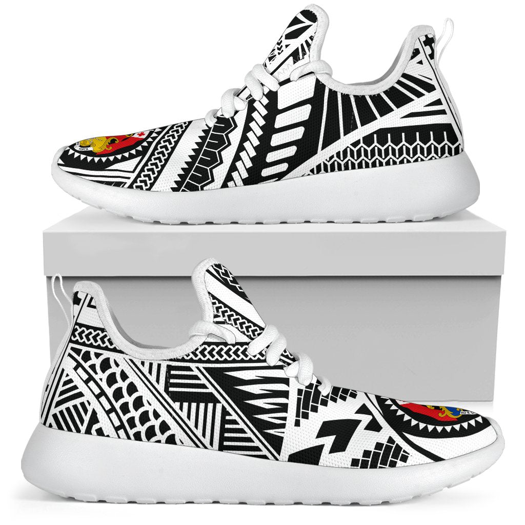 Tonga Polynesian Tattoo Mesh Knit Sneakers White - Polynesian Pride