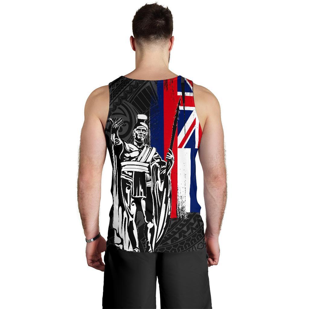 Hawaii King Flag Polynesian Men's Tank Top - White - Polynesian Pride