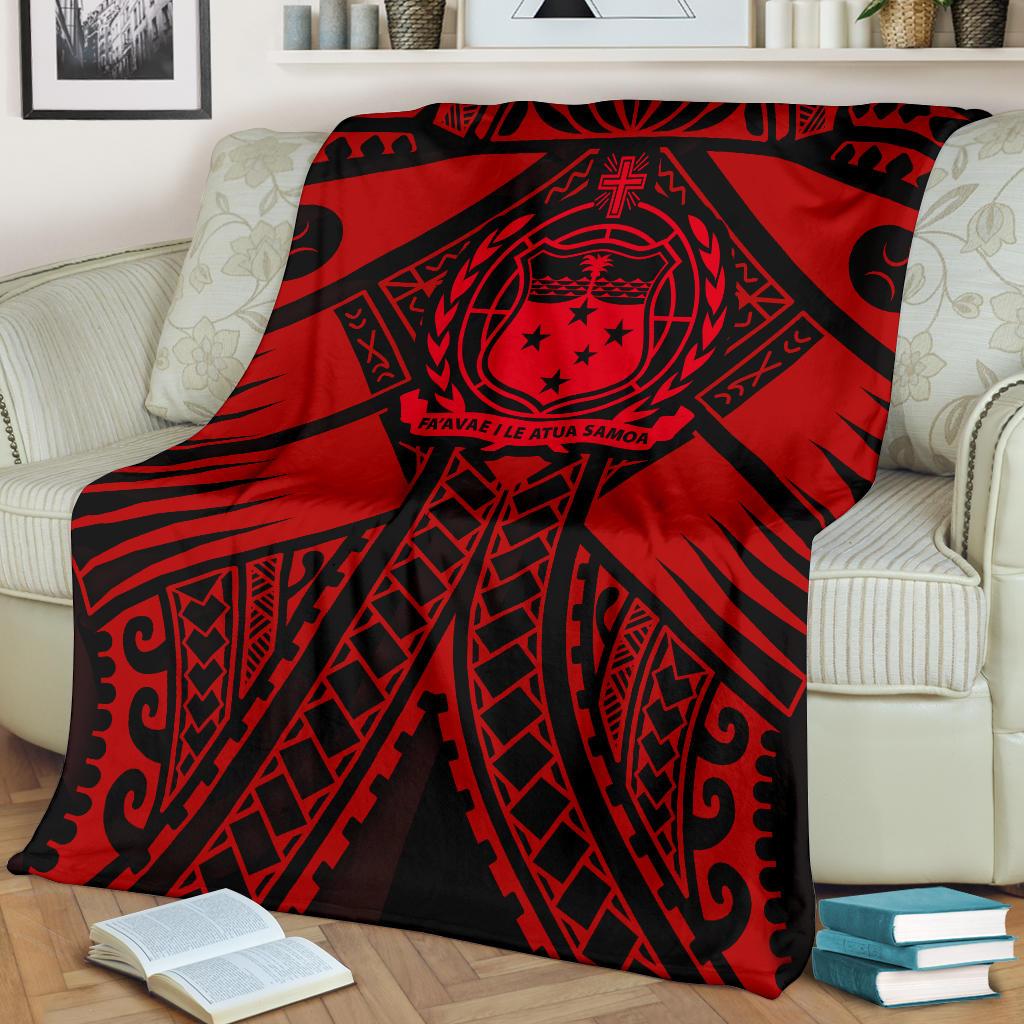 Samoa Polynesian Premium Blanket - Samoa Red Seal with Polynesian Tattoo - Polynesian Pride