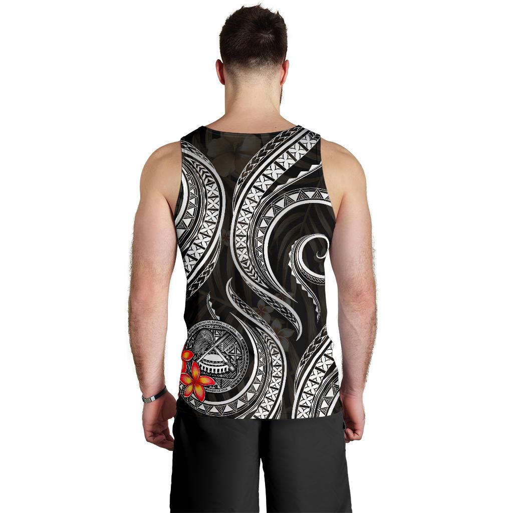 American Samoa Polynesian Men Tank Top - Black Plumeria - Polynesian Pride