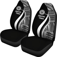 American Samoa Car Seat Covers - White Polynesian Tentacle Tribal Pattern - Polynesian Pride
