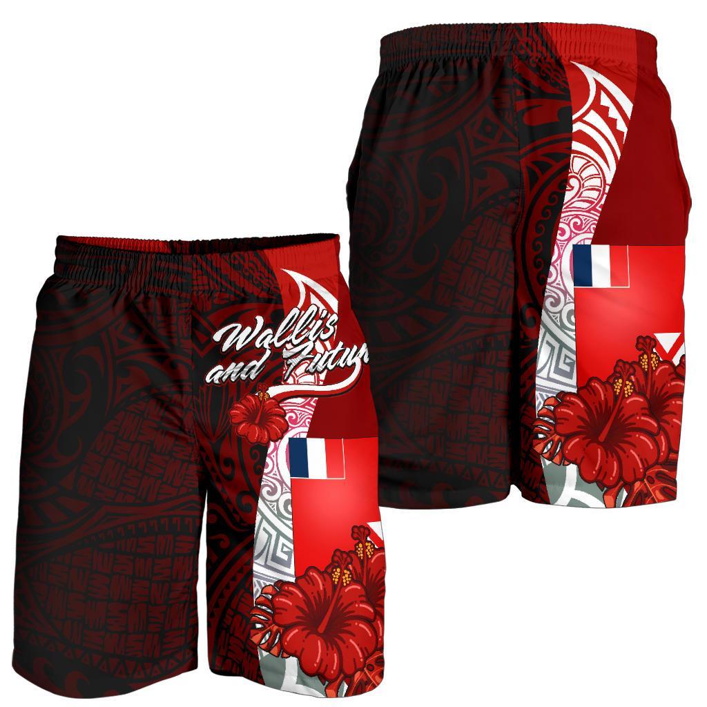 Wallis and Futuna Polynesian Men's Shorts - Coat Of Arm With Hibiscus - Polynesian Pride