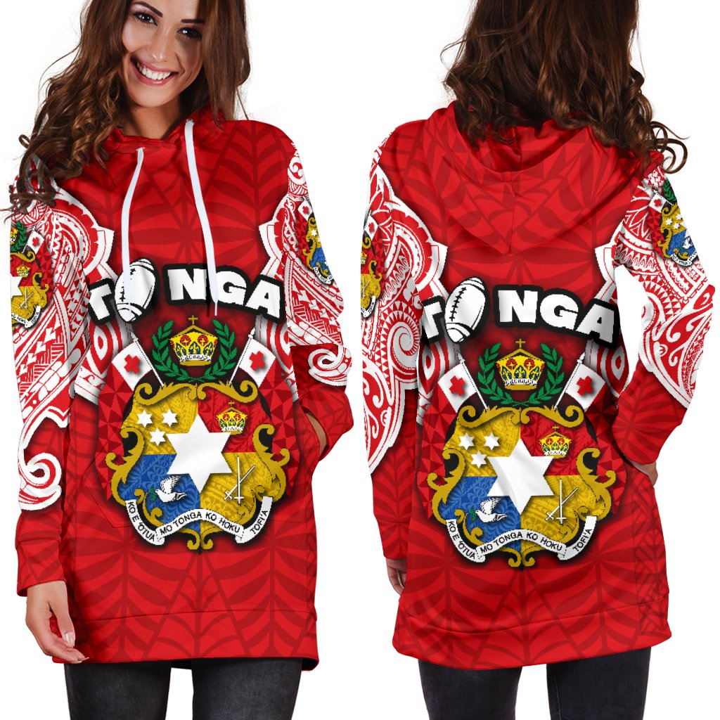 (Custom Personalised) Tonga Rugby Women's Hoodie Dress Royal Style - Polynesian Pride