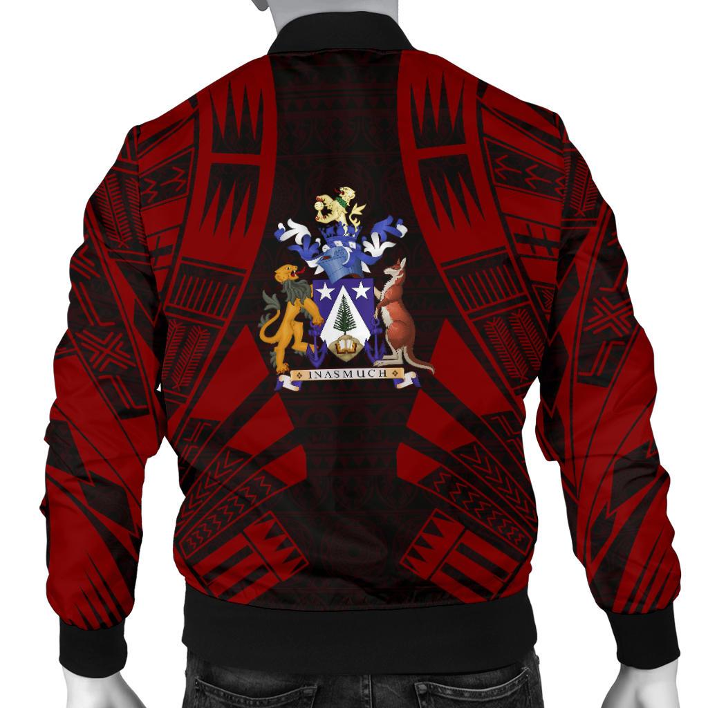 Norfolk Island Men Bomber Jackets - Polynesian Tattoo Red - Polynesian Pride