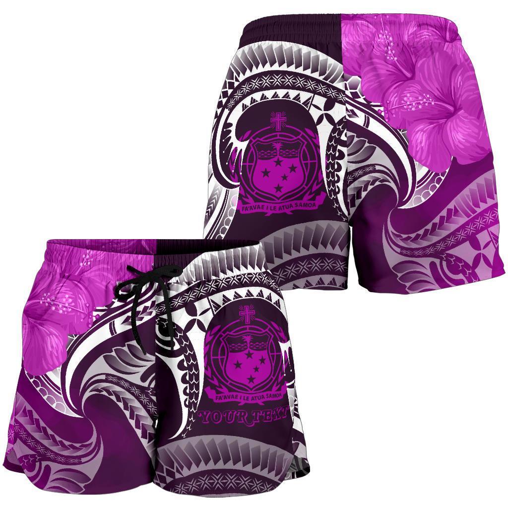 Samoa Custom Personalised Women's Shorts - Samoa Seal Wave Style (Pink) BN18 - Polynesian Pride