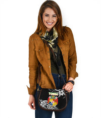 Mate Ma'a Tonga Rugby Leather Saddle Bag Polynesian Unique Vibes - Black - Polynesian Pride