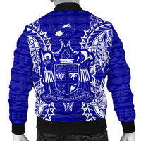Fiji Polynesian Men's Bomber Jacket Map Blue - Polynesian Pride