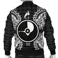 Yap Polynesian Men's Bomber Jacket Map Black - Polynesian Pride