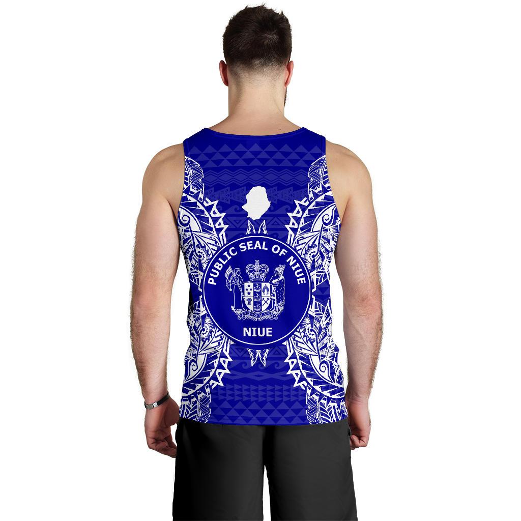 Niue Polynesian Men Tank Top Map Blue - Polynesian Pride