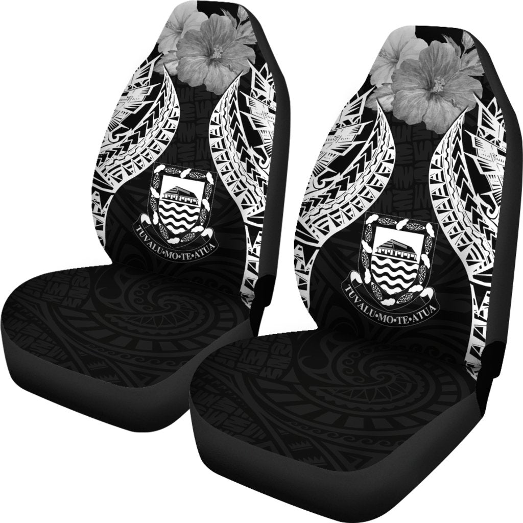 Tuvalu Polynesian Car Seat Covers Pride Seal And Hibiscus Black - Polynesian Pride