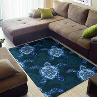 Blue Turtle Plumeria Area Rug - Polynesian Pride