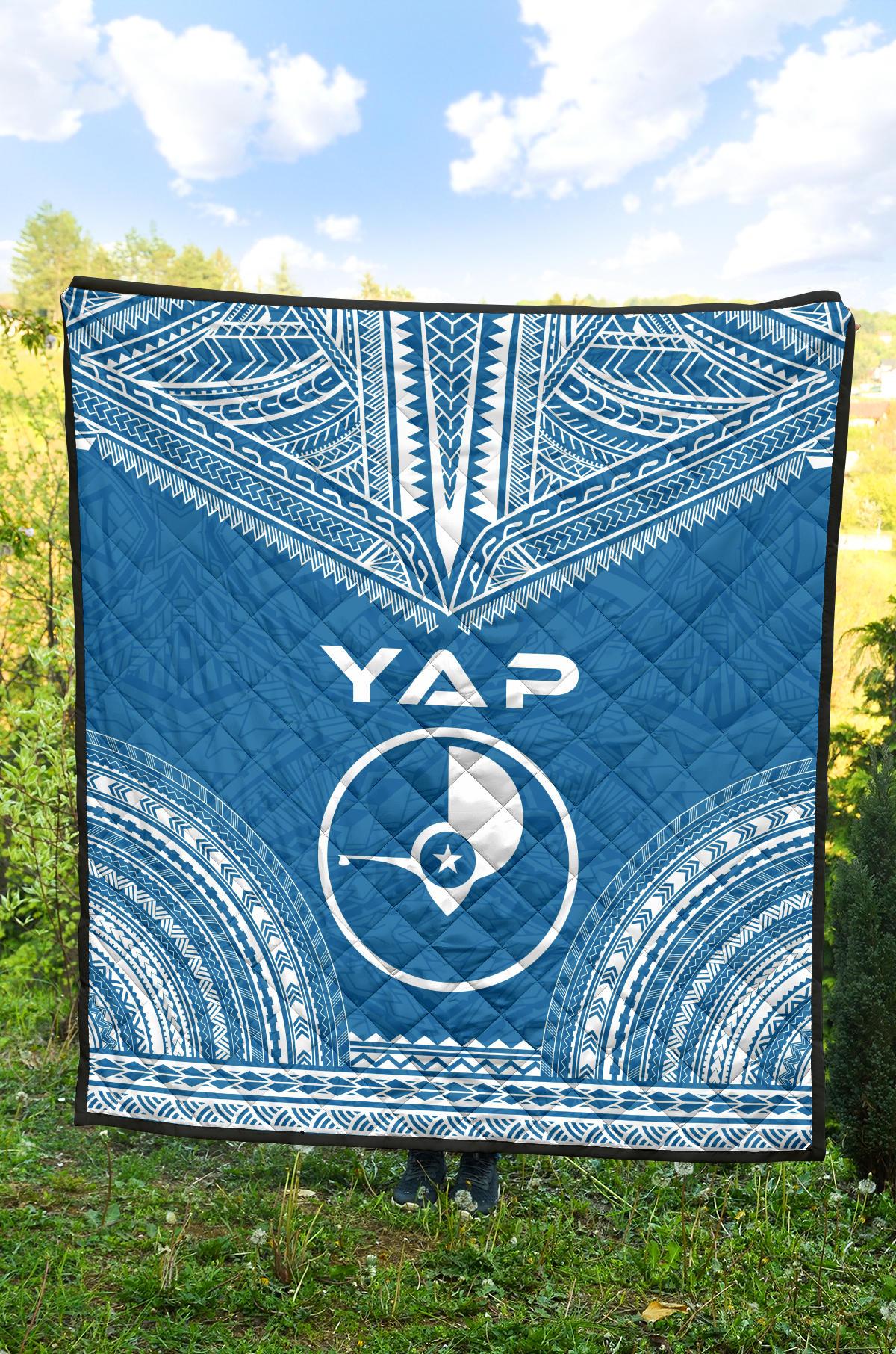 Yap Premium Quilt - Yap Flag Polynesian Chief BLue Version - Polynesian Pride