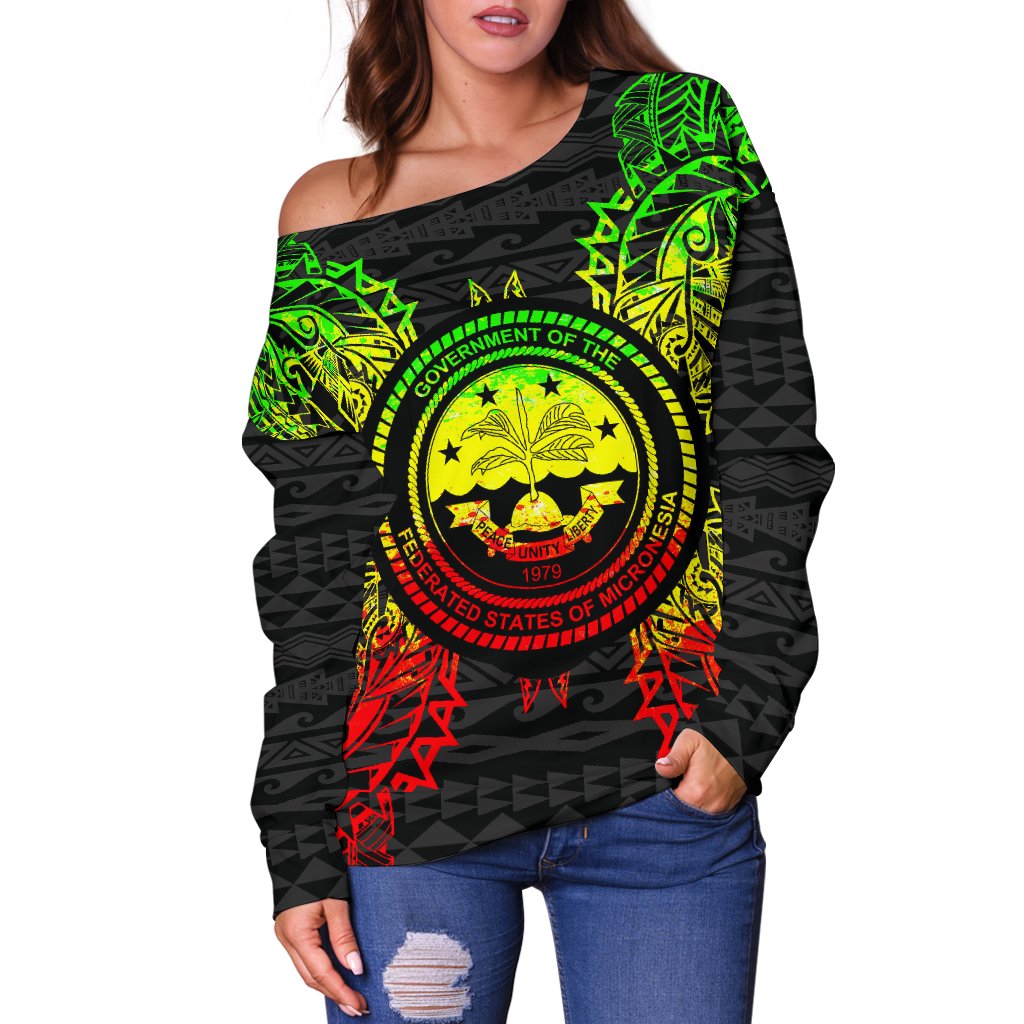 Federated States Of Micronesia Polynesian Shoulder Sweater Map Reggae - Polynesian Pride